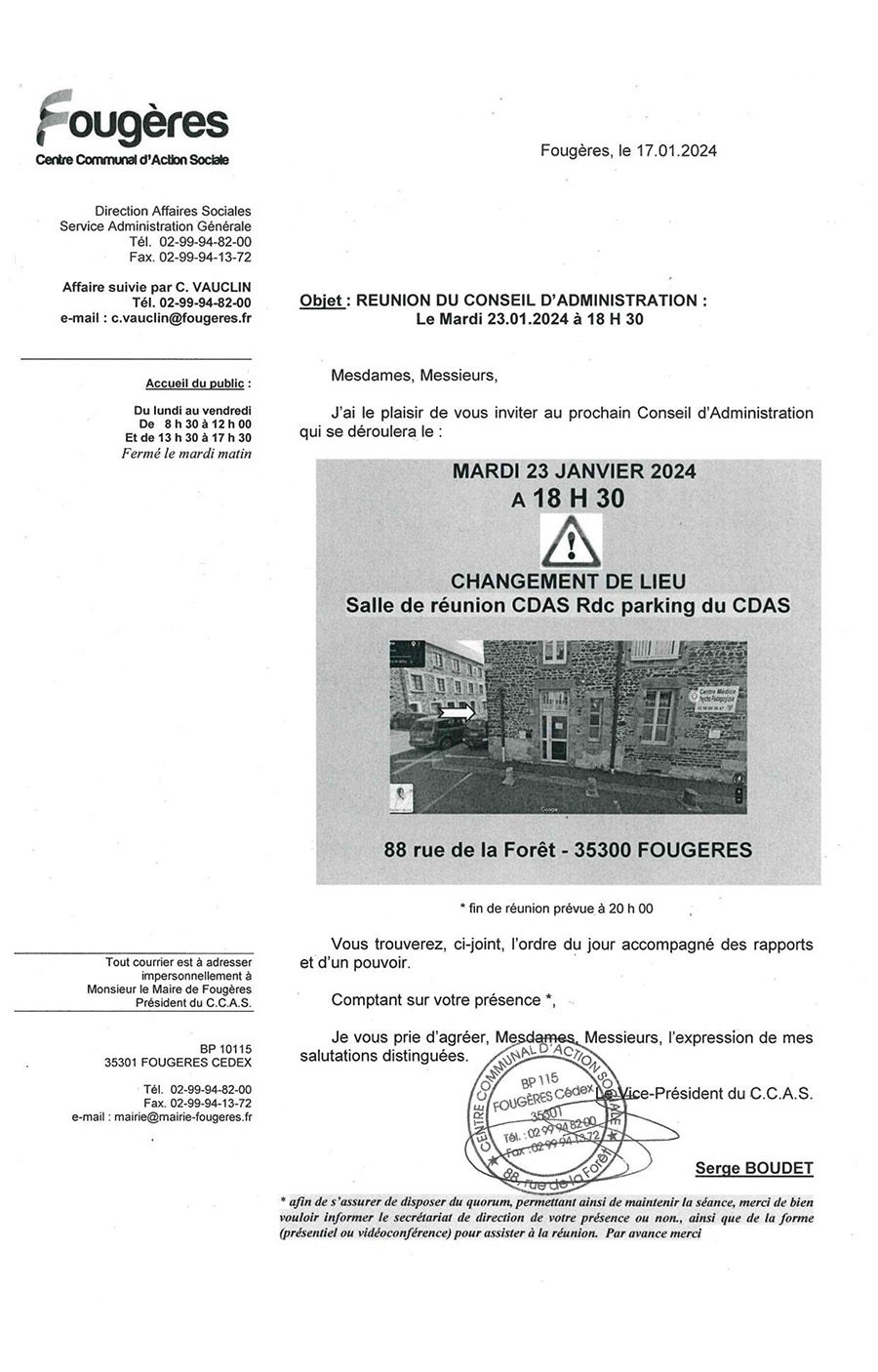 convocation du ca du ccas du 23 janvier 2024