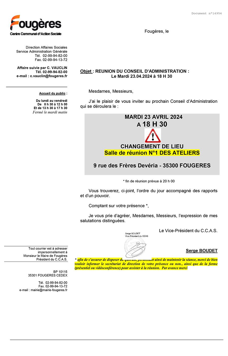 convocation du ca du ccas du 23 avril 2024