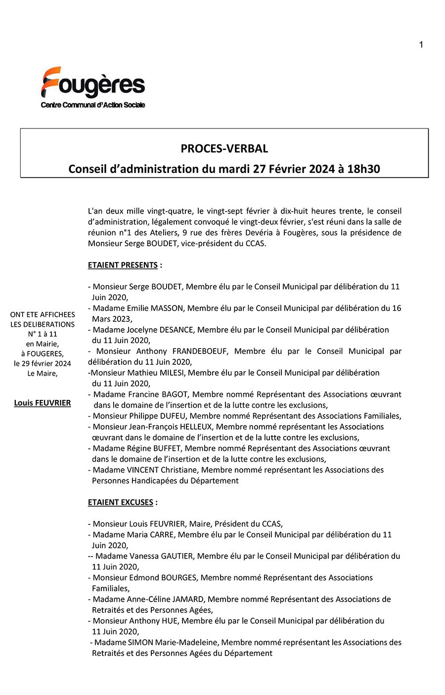 proces verbal ca du ccas du 27 février 2024
