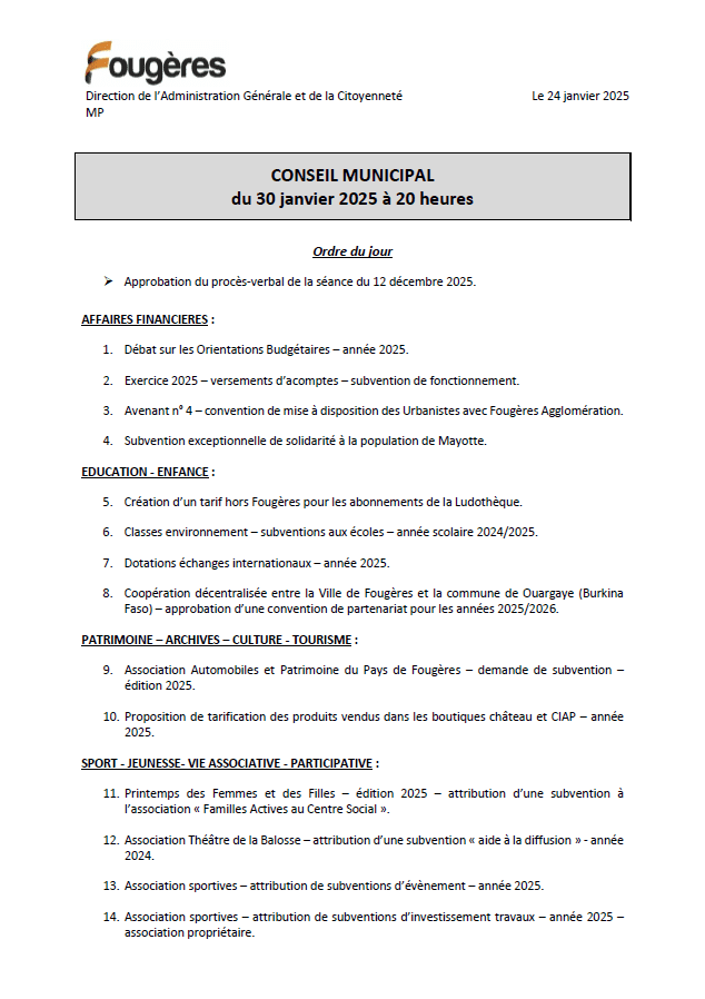 ordre du jour 30.01.25
