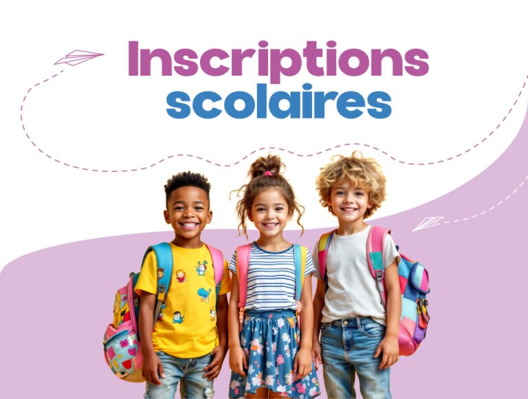 inscriptions scolaires - 3 enfants avec cartables