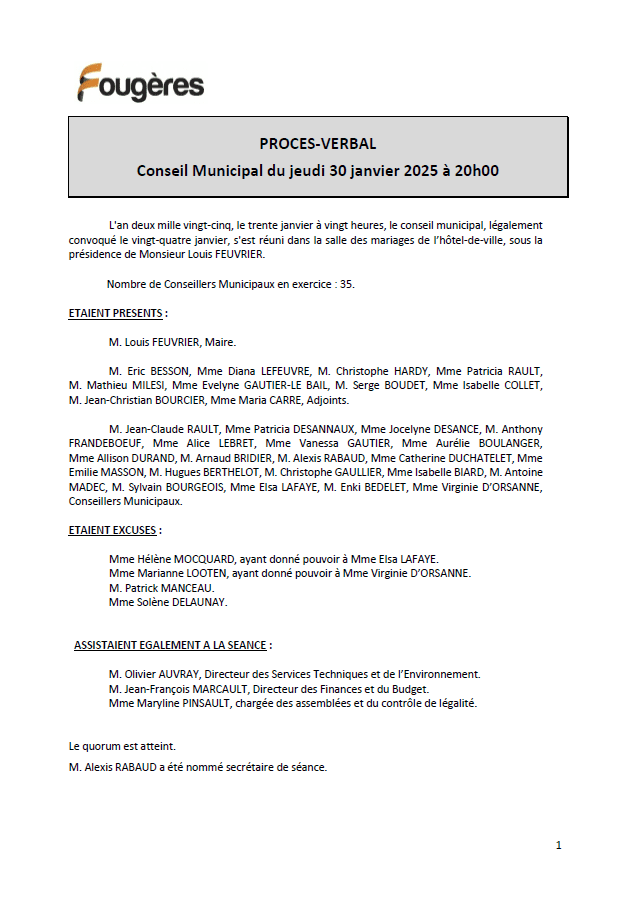 procès verbal du 30.01.25