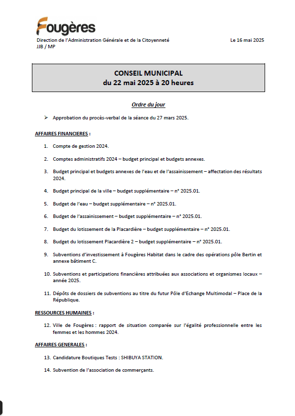 ordre du jour 22.05.25