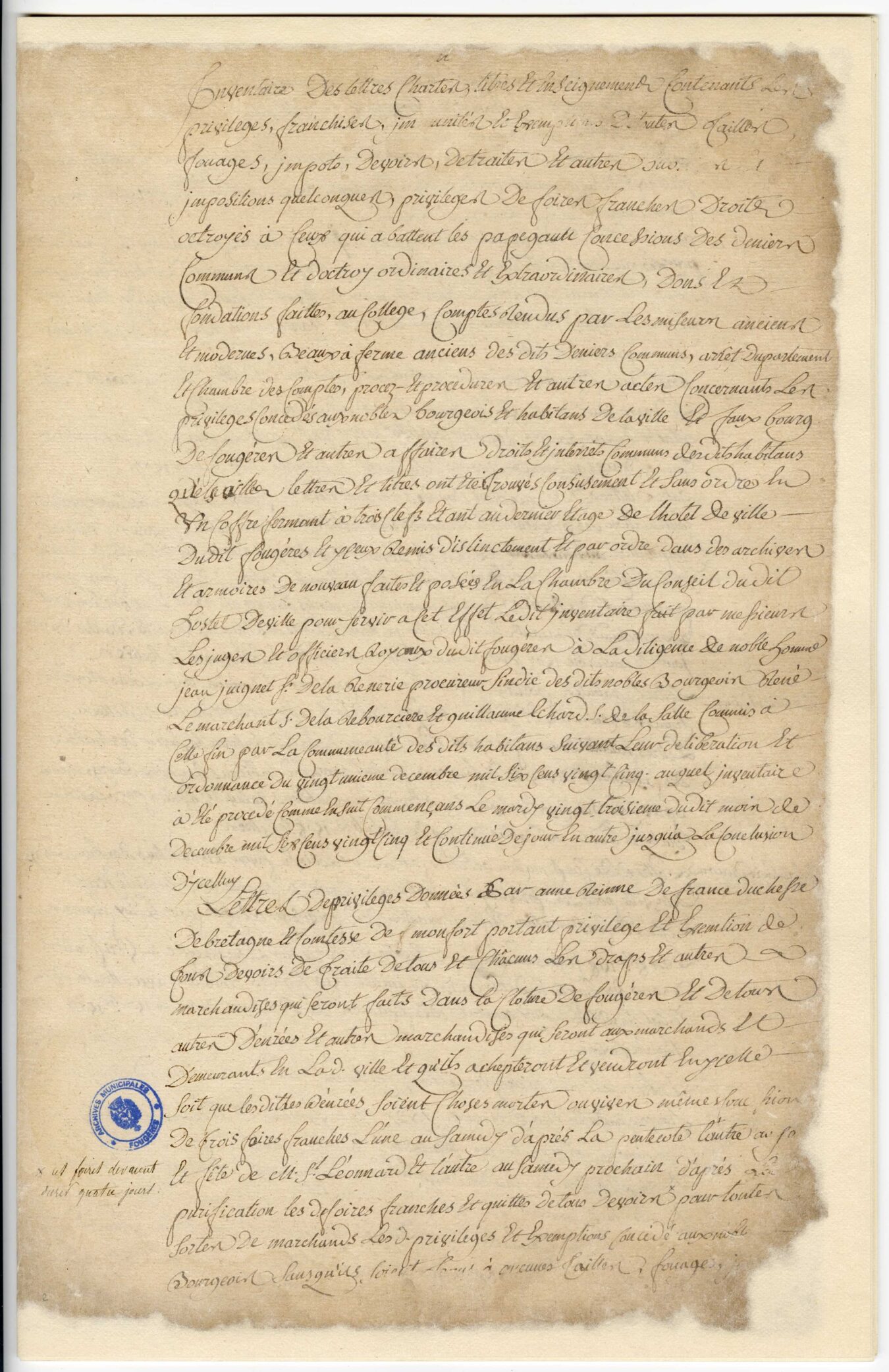 document manuscrit d'époque